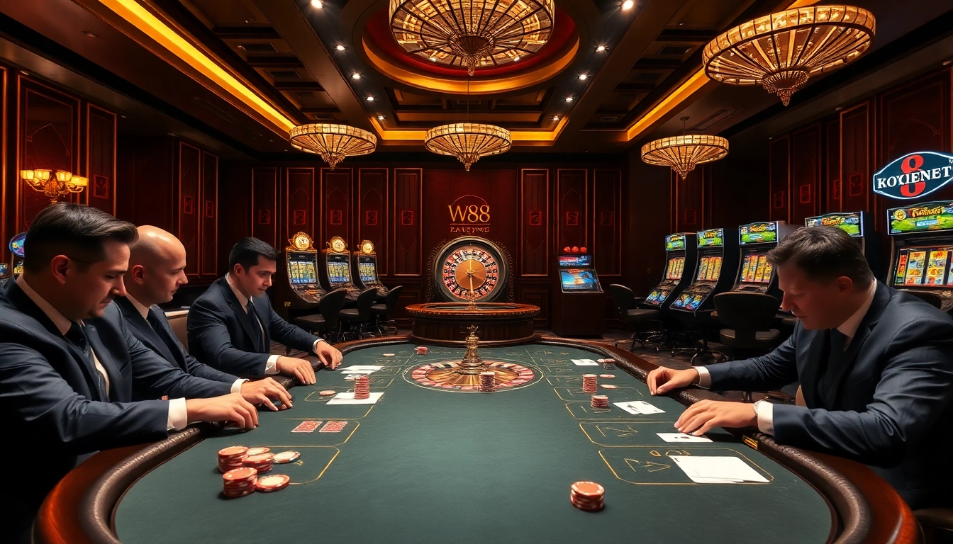 W88 invites players to engage in exciting poker games within a luxurious casino atmosphere.