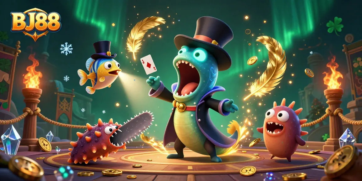 Experience thrilling gambling excitement in BJ88 with magical sea creatures showcasing their tricks.