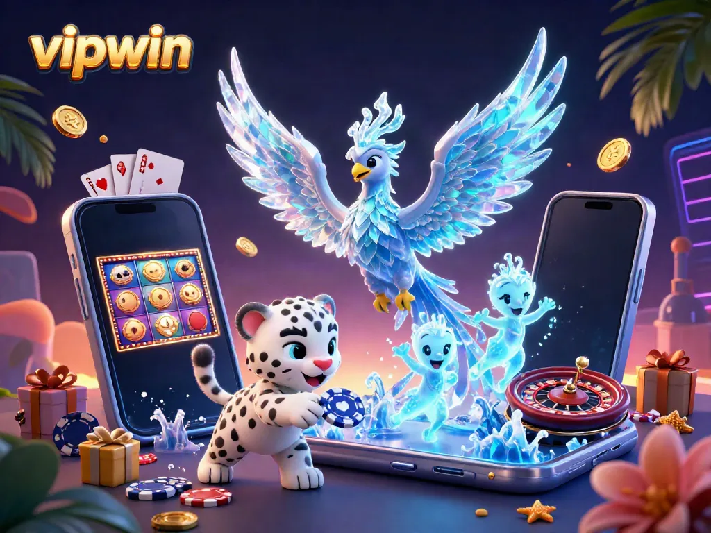 Experience thrilling gameplay with vipwin's colorful slots and vibrant casino-themed characters.