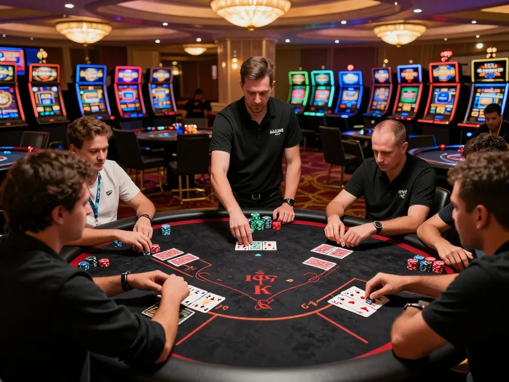 Experience the thrilling atmosphere of Fokus777's poker tournaments with intense gameplay and luxury decor.
