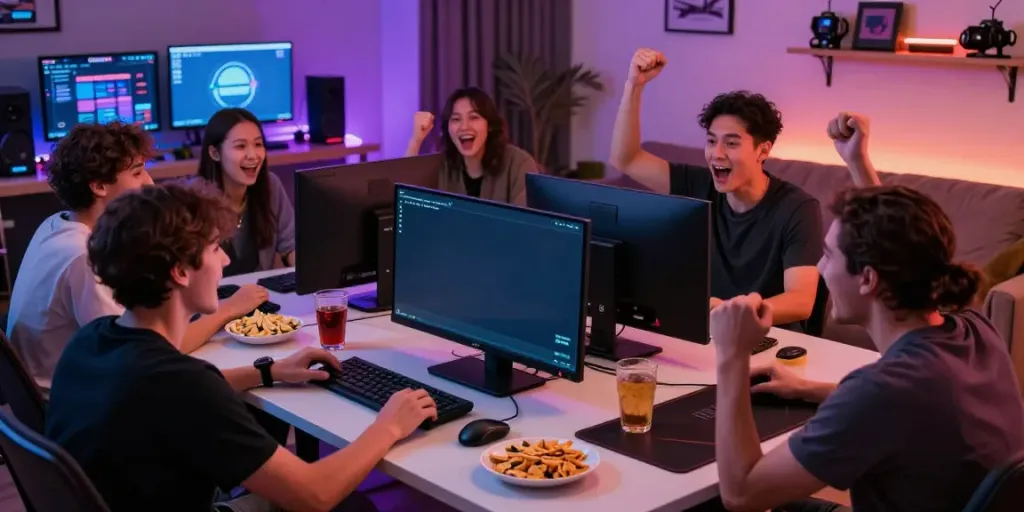 Pengalaman gaming online HARGATOTO dengan teman-teman menyaksikan undian lotere.
