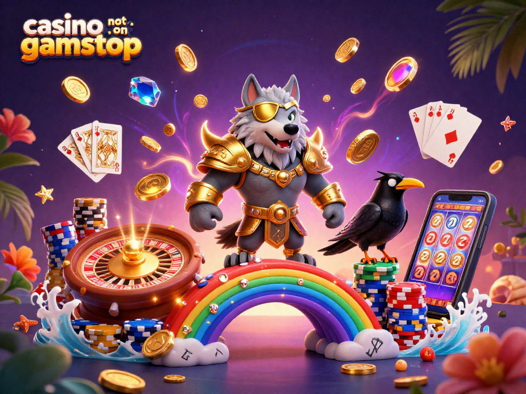 Experience thrilling gaming at a casino not on gamstop with an eye-catching 3D fantasy themed illustration.