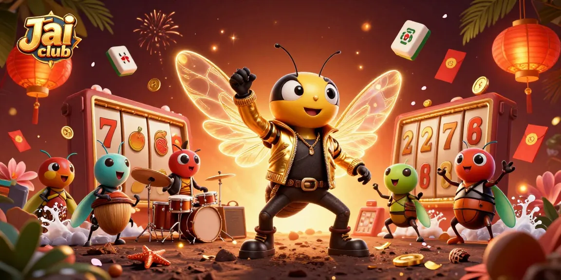 Experience thrilling gameplay at Jai club with a vibrant illustration of casino characters and elements.
