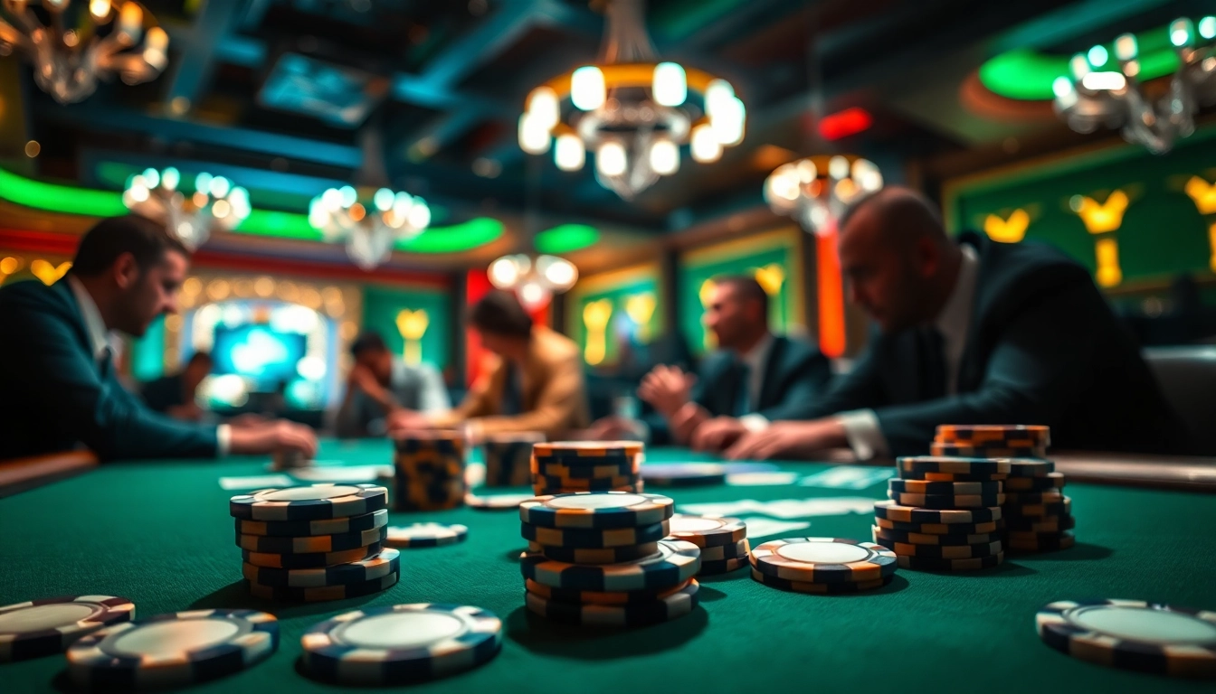 Memenangkan permainan dengan Akun Depo 5k, menunjukkan tumpukan chip poker di meja kasino.