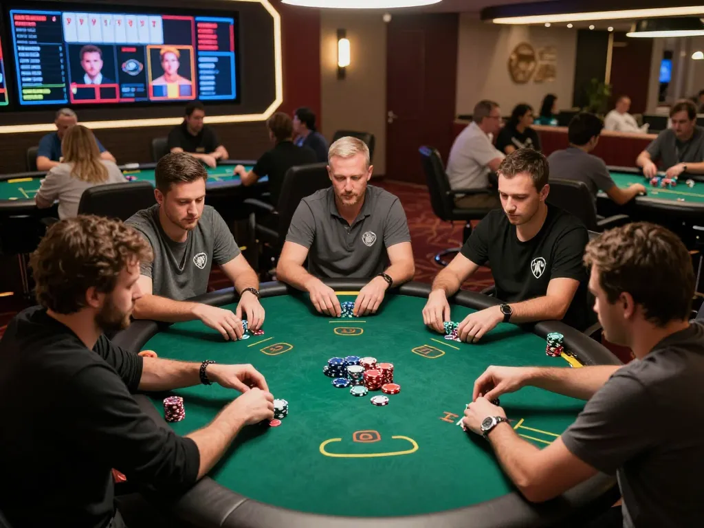 Players enjoy an intense poker game at Fun79, showcasing thrilling betting moments and strategy.