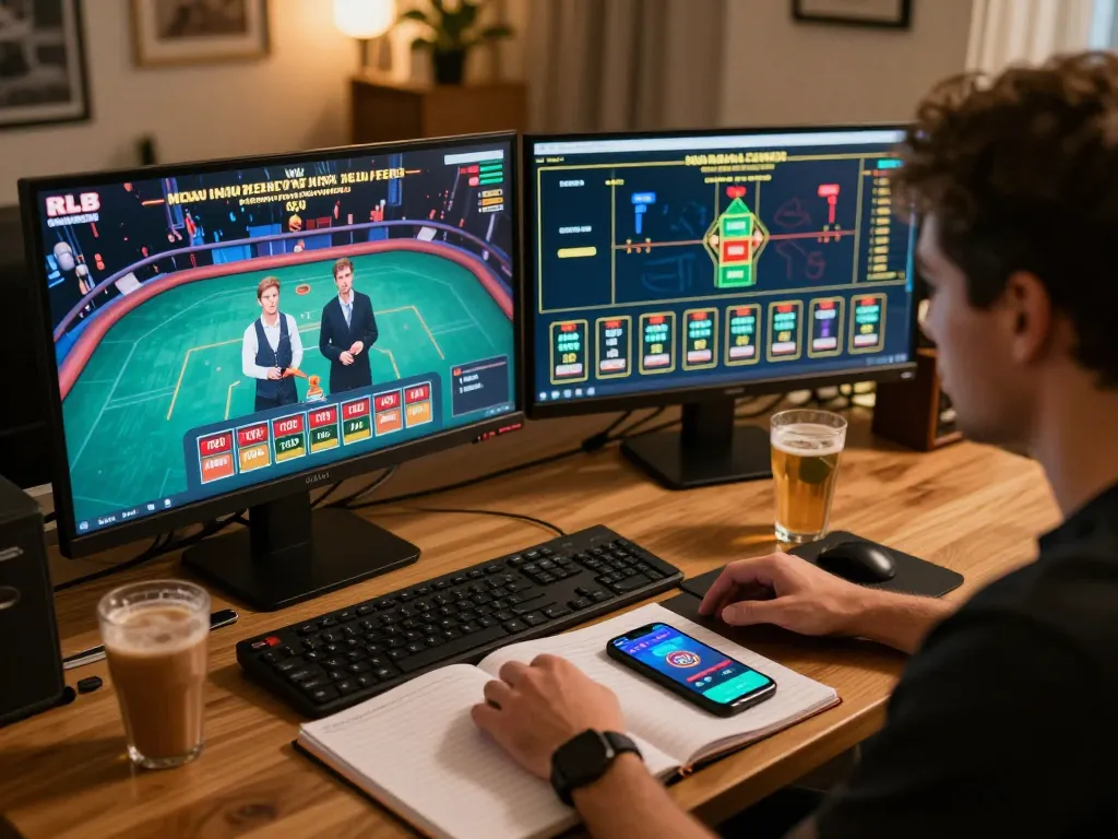 Engaging online gameplay at nego77, showcasing a player analyzing strategies during a live dealer session.