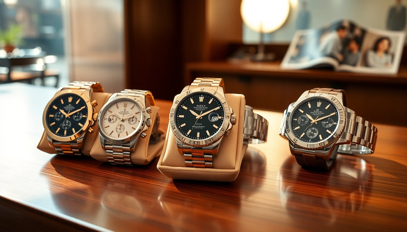 Showcase of premium replica watches highlighting their elegance and craftsmanship.