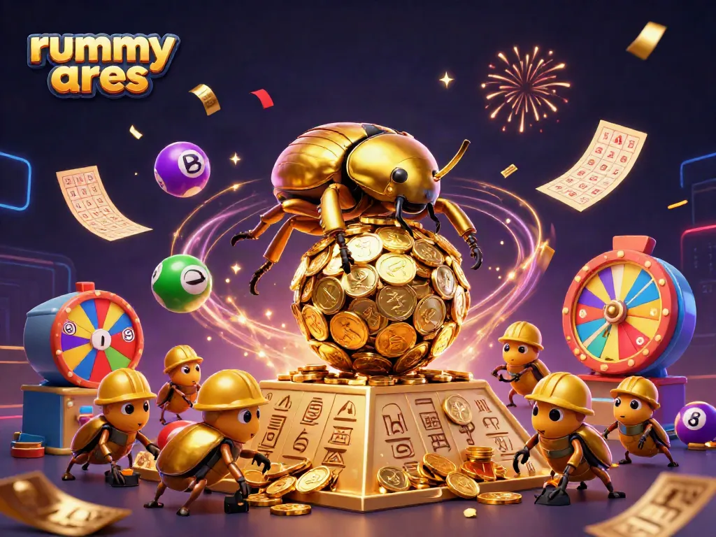 Experience thrilling gameplay with Rummy Ares while enjoying vibrant casino-themed visuals.