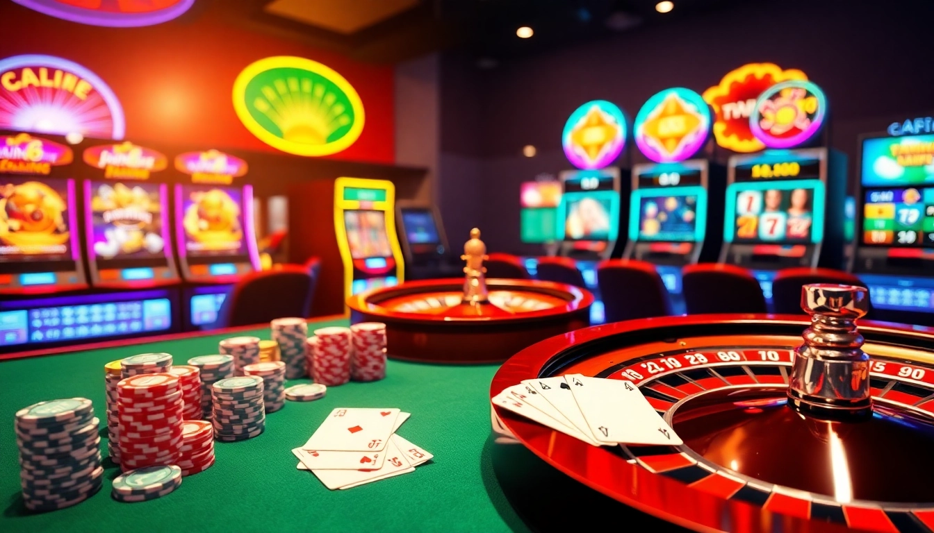 Players enjoy a thrilling experience at fun79's online casino with vibrant games and poker chips.