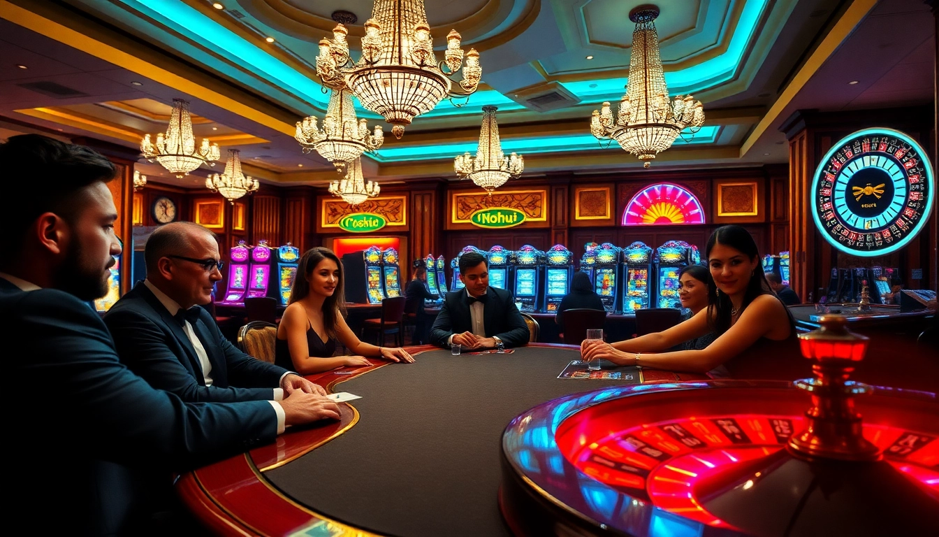 Nohu-themed poker game in a luxurious casino showing elegance and excitement.