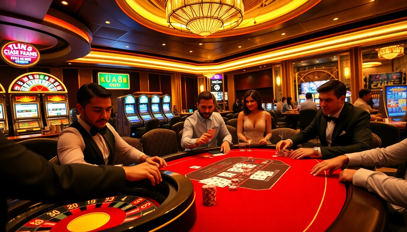 Experience high-stakes excitement with players engaging at the KU 88 casino table.