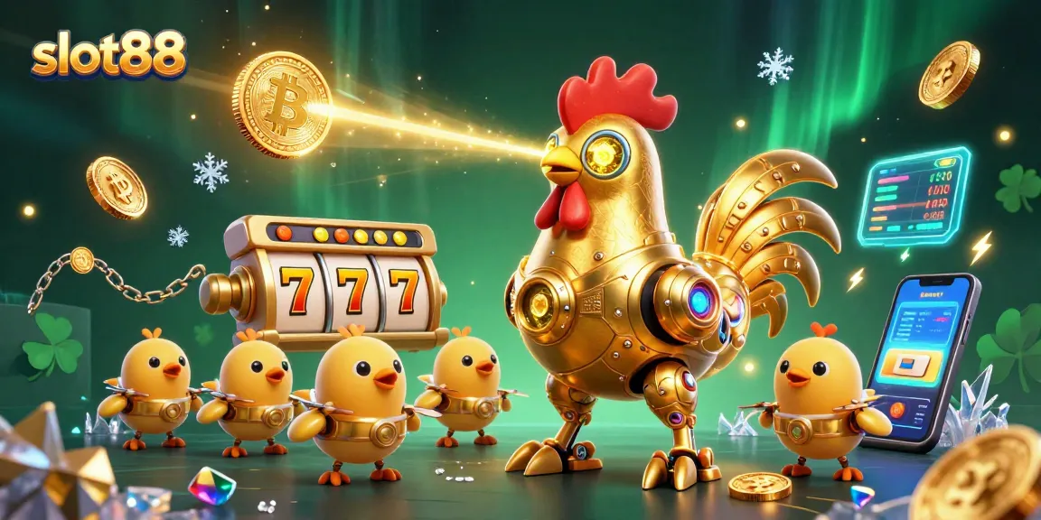 Mengakses slot88 dengan robot ayam berkilau dan grafis menarik dalam dunia kasino online.