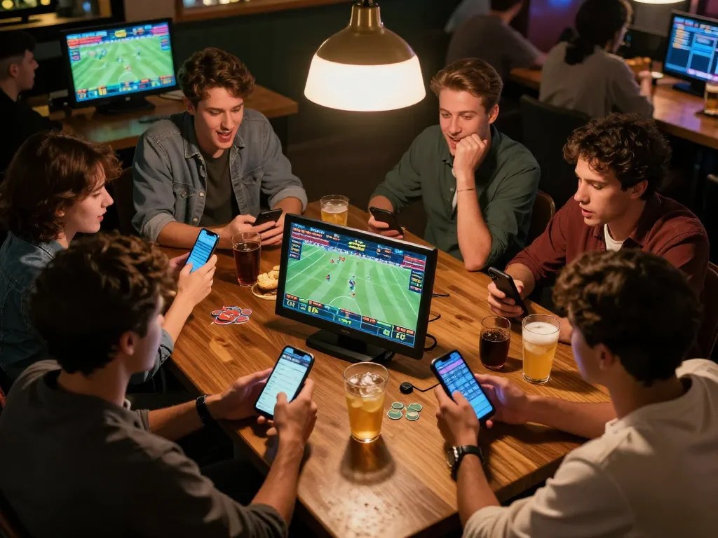 Soi Kèo enthusiasts analyzing live sports odds during an exciting betting event with friends.