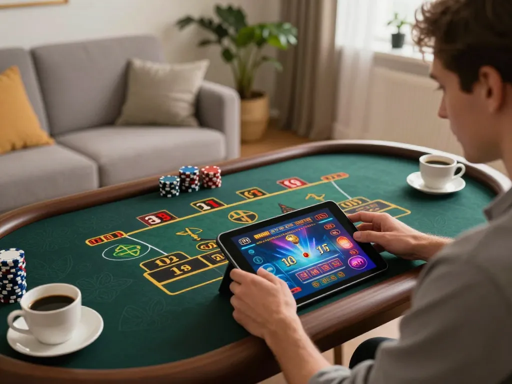 Engaging in 888VI BET from home while playing online casino games.