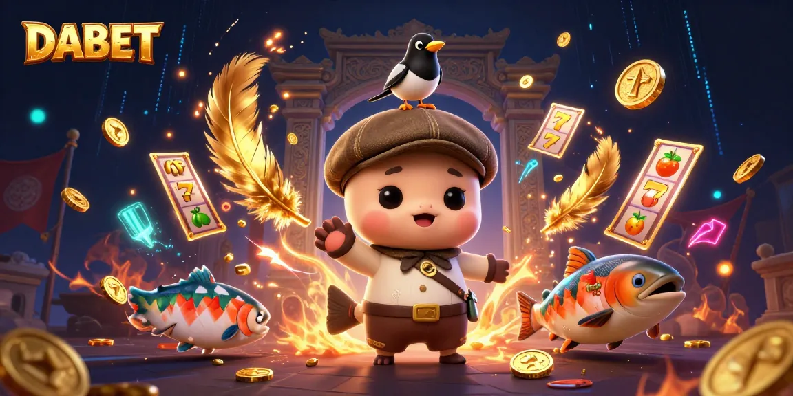 DABET offers a vibrant casino scene with playful characters and dynamic slot elements.