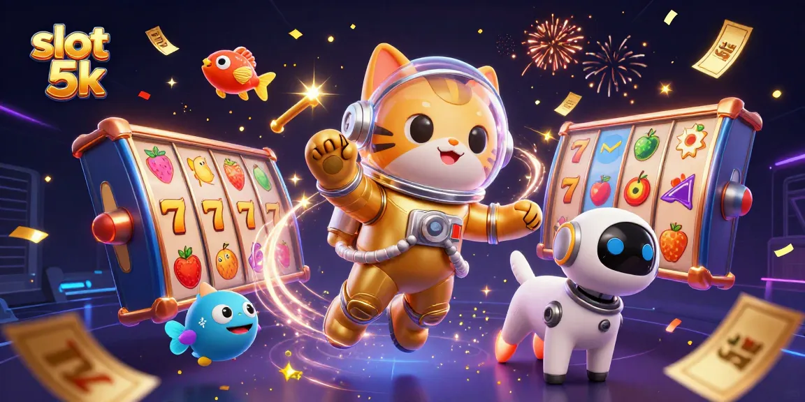 Play engaging slot 5k games with the dynamic astronaut cat and robot dog in space.