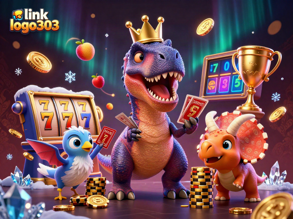 Menangkan jackpot slot dengan link logo303 dalam ilustrasi kasino yang meriah dan penuh warna.