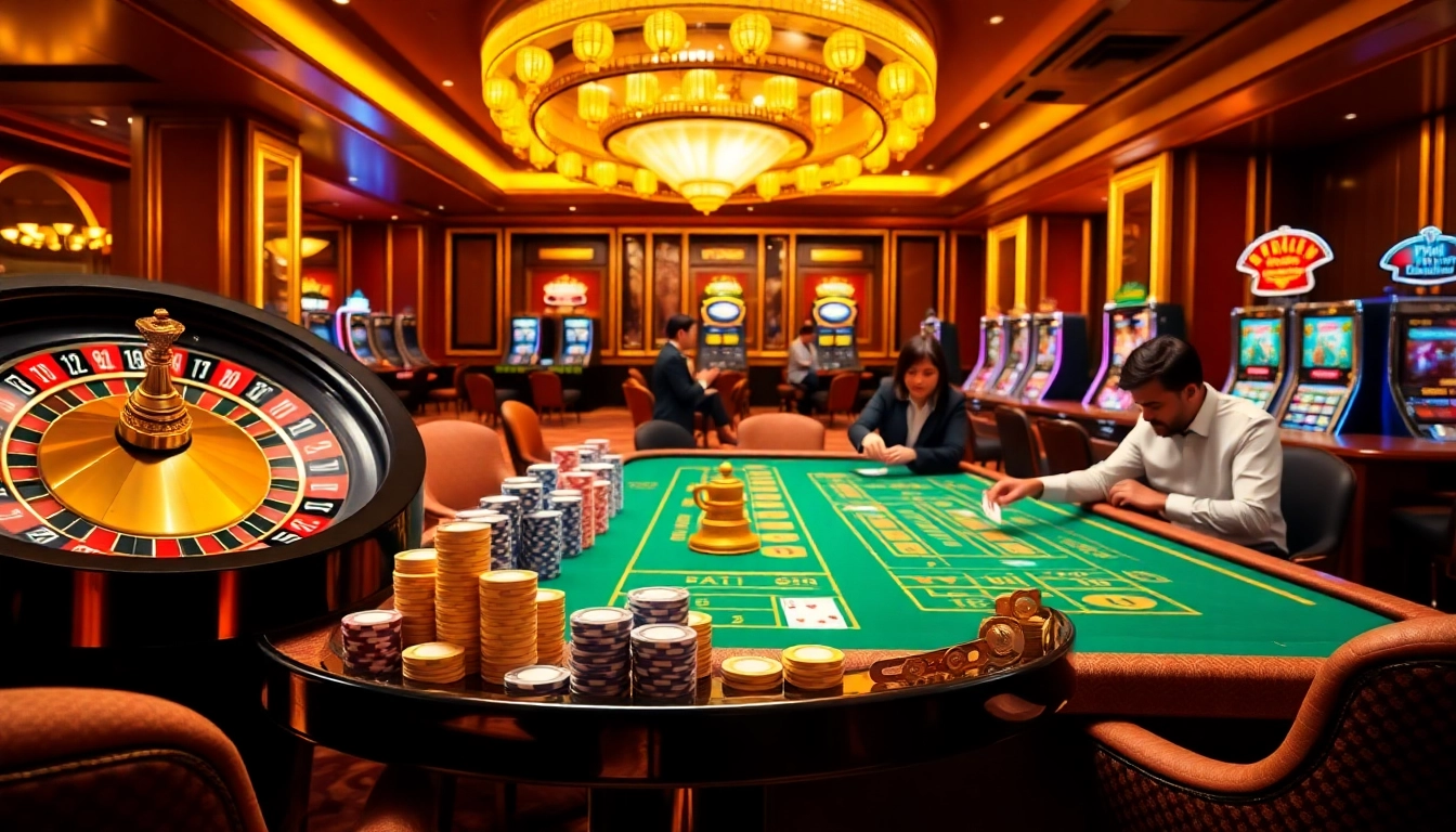 Placing bets with excitement at BK8 Thai casino, featuring roulette, poker, and slot machines.