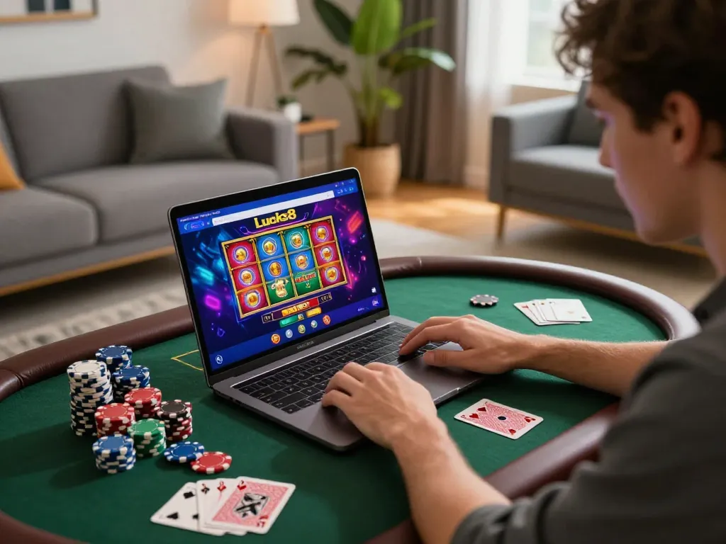 Người chơi Lucks8 tương tác với ứng dụng casino trực tuyến để có trải nghiệm chơi game chiến lược