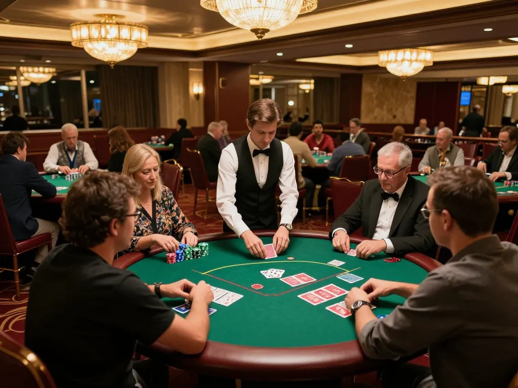 Engaging poker game scene showcasing players strategizing at nhà cái uy tín tr88 with chips and cards.