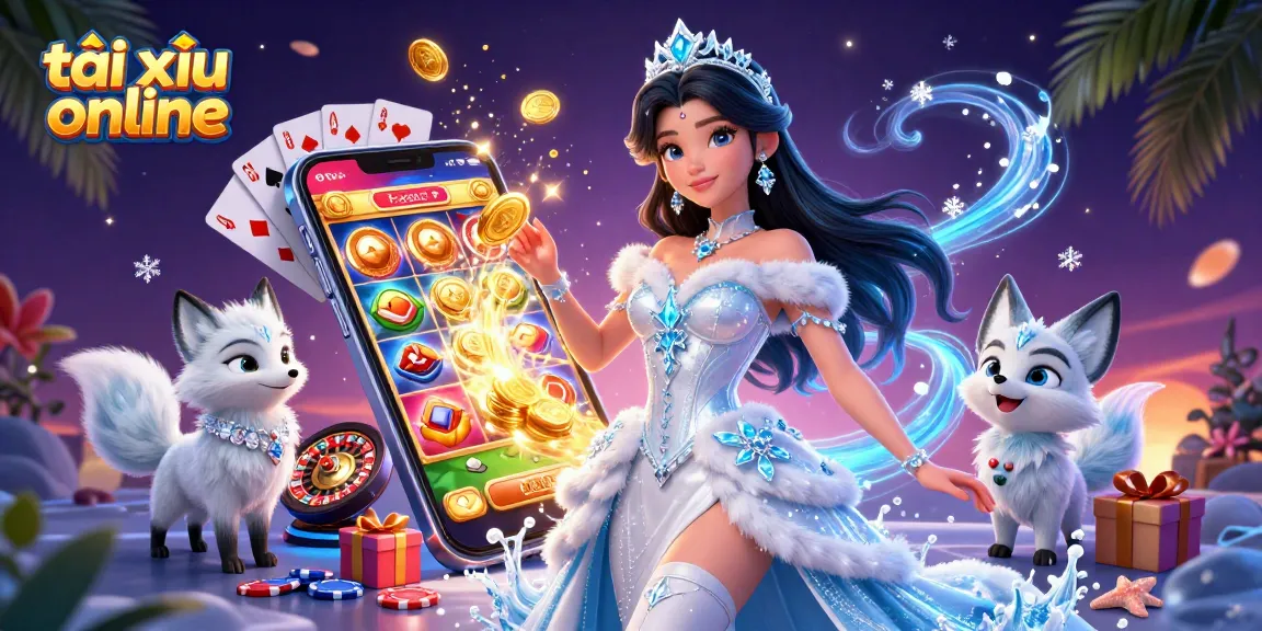 Experience the excitement of tài xỉu online with vibrant game elements and a dazzling ice queen.