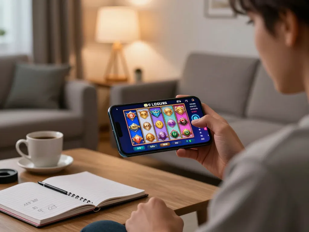 Players enjoy the thrill of LGOLUX mobile gaming with slot reels spinning on a smartphone.