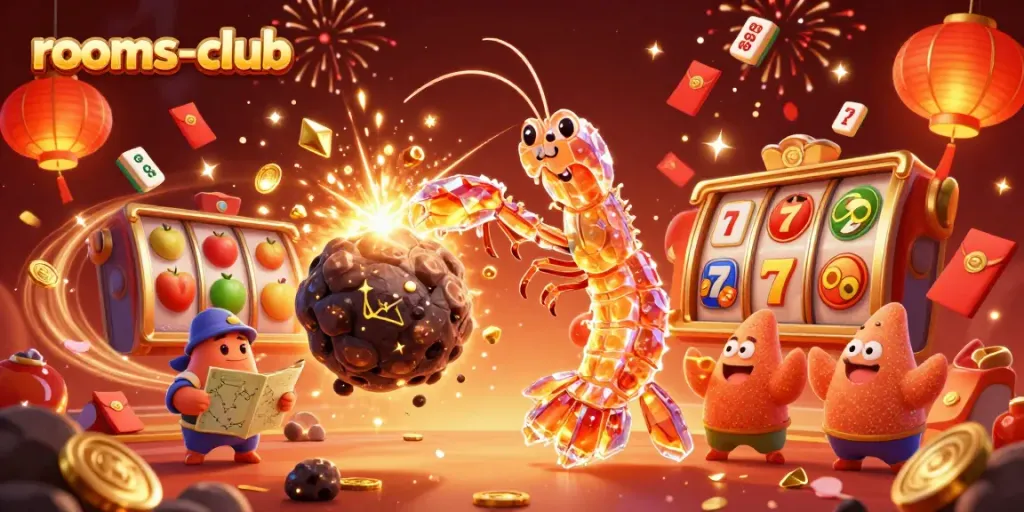 Permainan slot mengasyikkan di rooms-club dengan keberuntungan trofi emas berkilau.