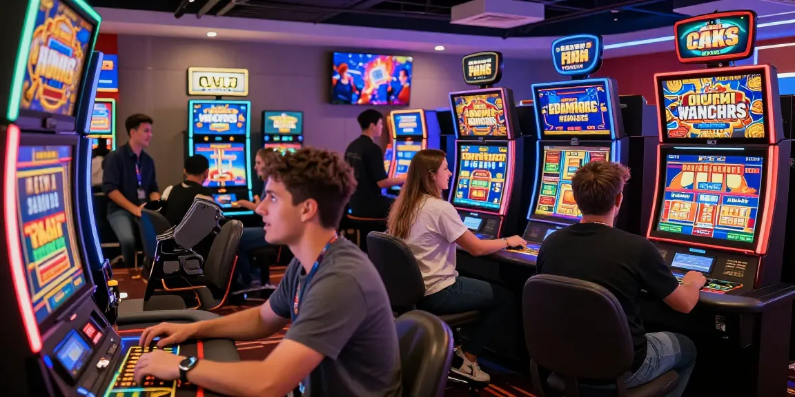 Engaging scene at https://eviz.org.uk showcasing players in a vibrant online casino environment, highlighting excitement and gaming variety.