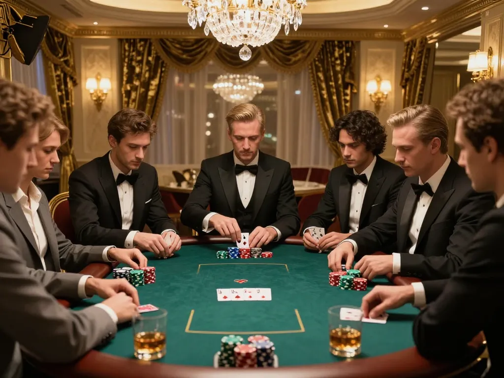 Players strategizing in a high-stakes poker game at SC88, showcasing excitement and sophistication.