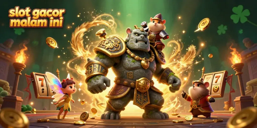 Engage with slot gacor malam ini in this rich 3D illustration featuring magical characters and casino elements.
