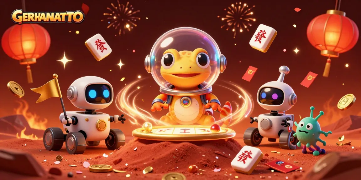 GERHANATOTO menyajikan kasino emas yang ditemukan di Mars dengan karakter kartun alien.