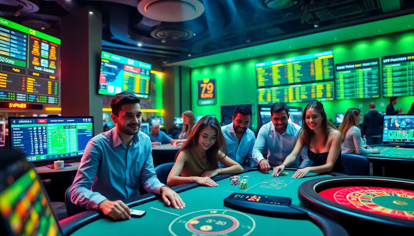 Erleben Sie die Aufregung des Online-Glücksspiels bei 79king, lebhafte Casino-Atmosphäre mit vielfältigen Spielern.