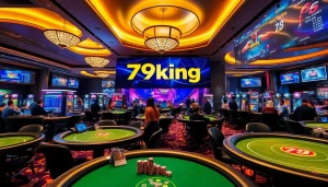 Vibrant online casino atmosphere featuring 79king games, lively players, and engaging betting displays.