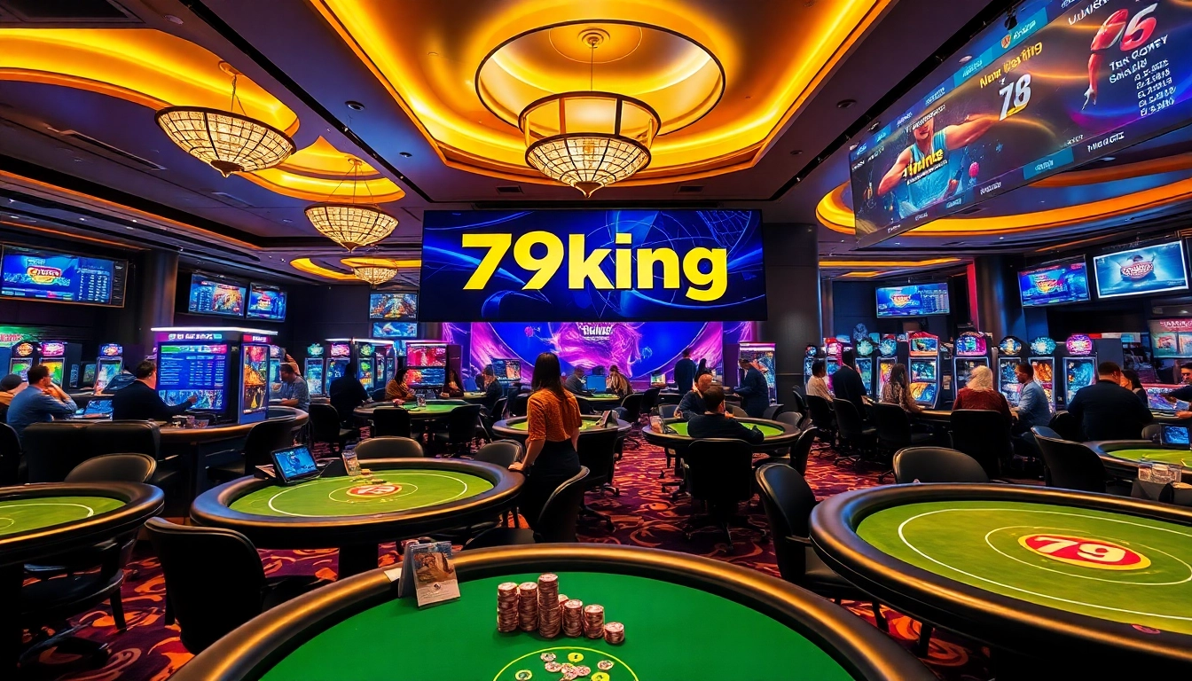 Vibrant online casino atmosphere featuring 79king games, lively players, and engaging betting displays.