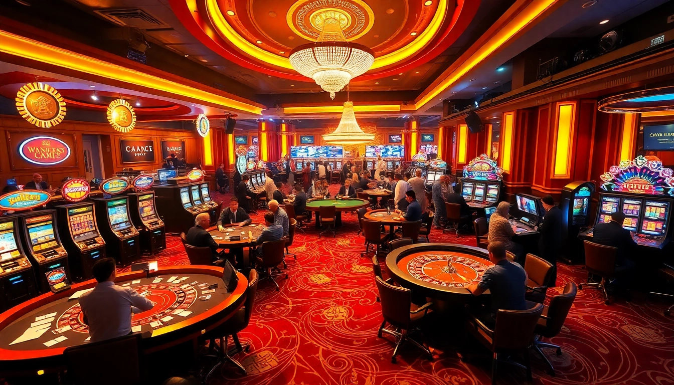 Players enjoying a thrilling casino experience at XX88 with vibrant games and luxurious atmosphere.