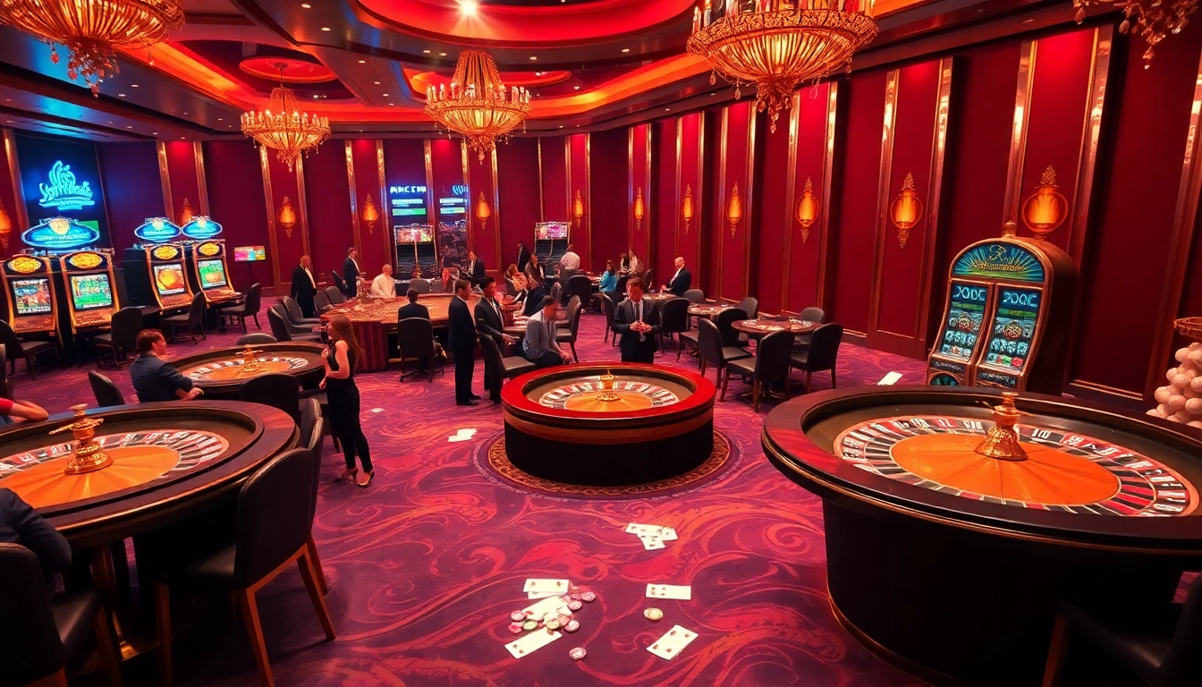 Experience the thrill of casino action at jun88.com with vibrant poker tables and roulette wheels.