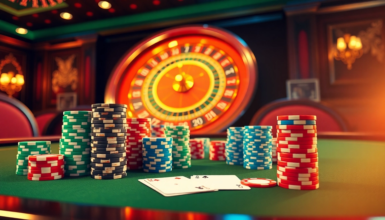 Engaging scene featuring high-stakes poker action and roulette at Hi8823 casino.