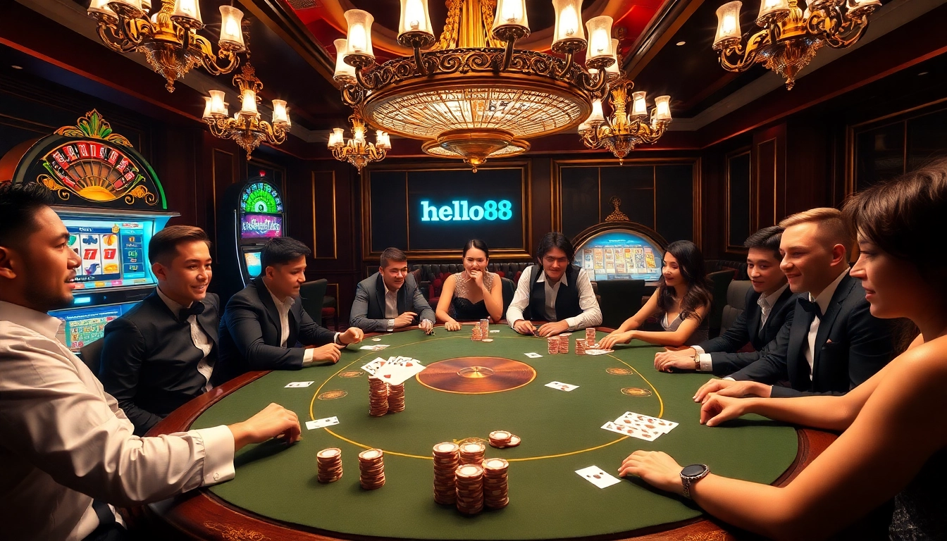 Experience thrilling poker action at Hello88 Casino with engaged players and vibrant atmosphere.