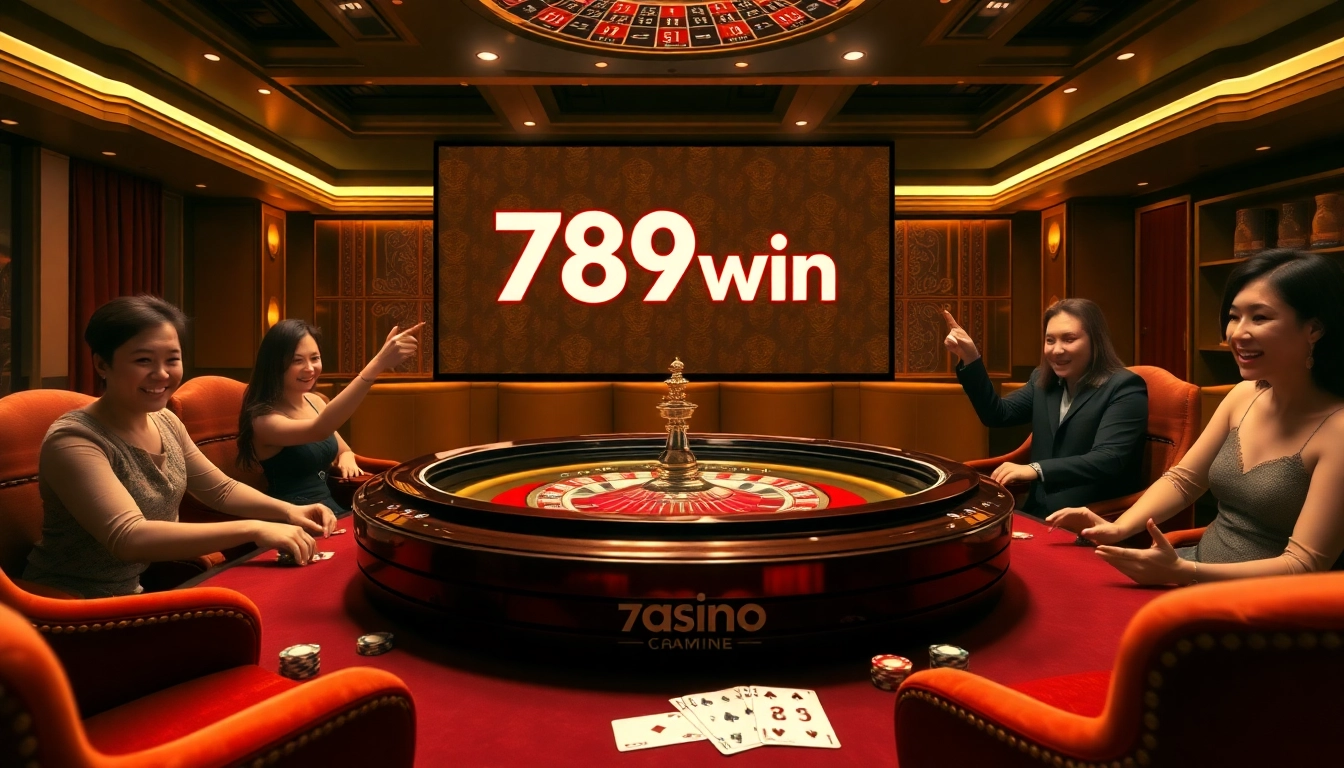 Excited players engaging in luxury casino gaming at 789win roulette table.
