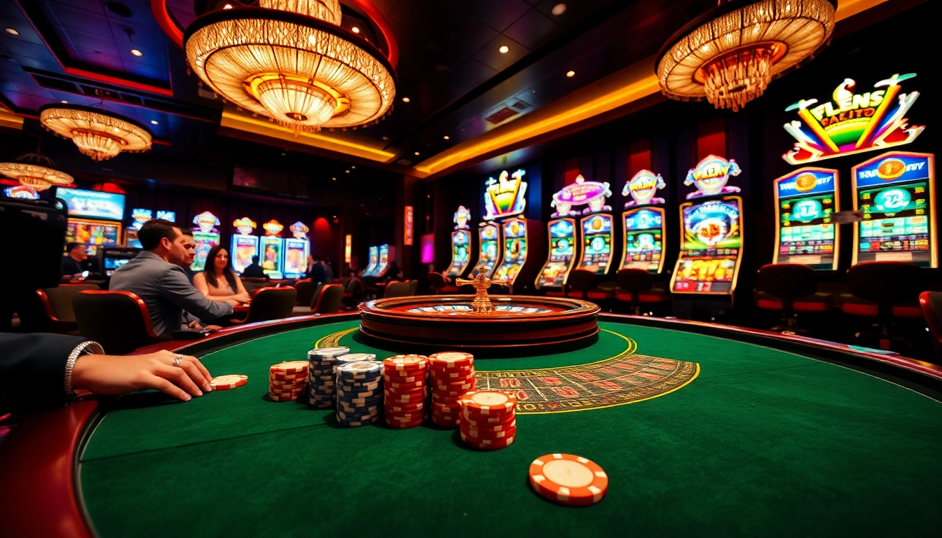 Experience the excitement of new 88 at a bustling casino with vibrant slot machines and poker tables.