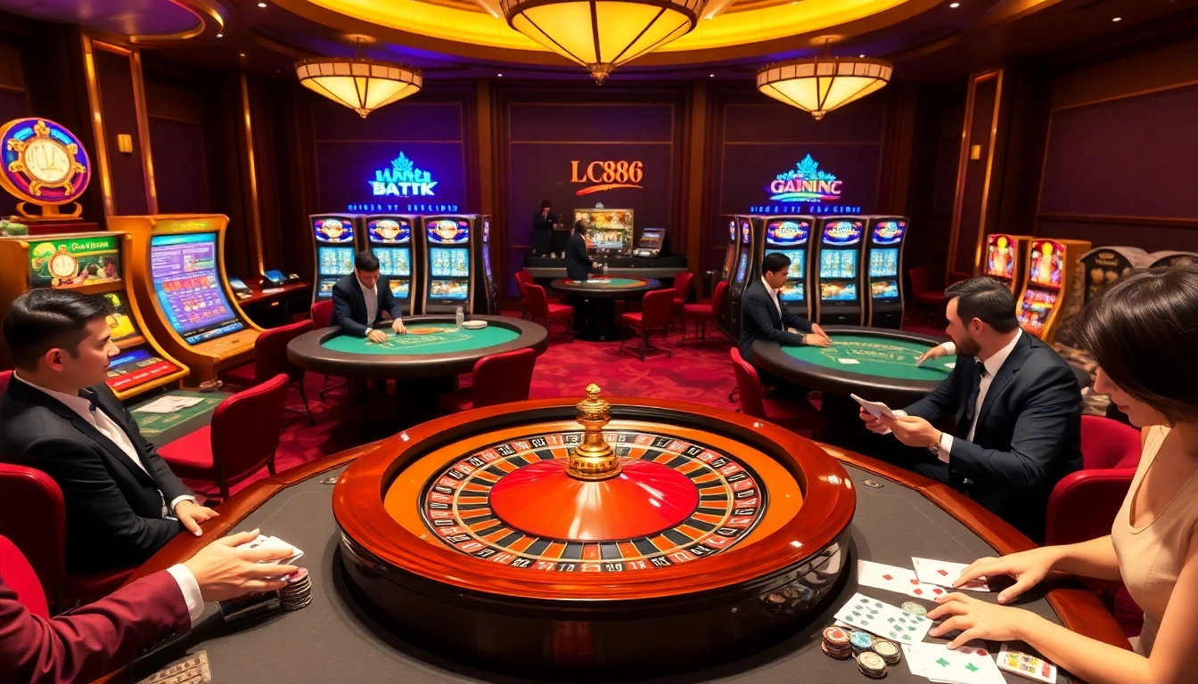 Experience thrilling gameplay at LC88 COM with vibrant casino tables and high-stakes betting.