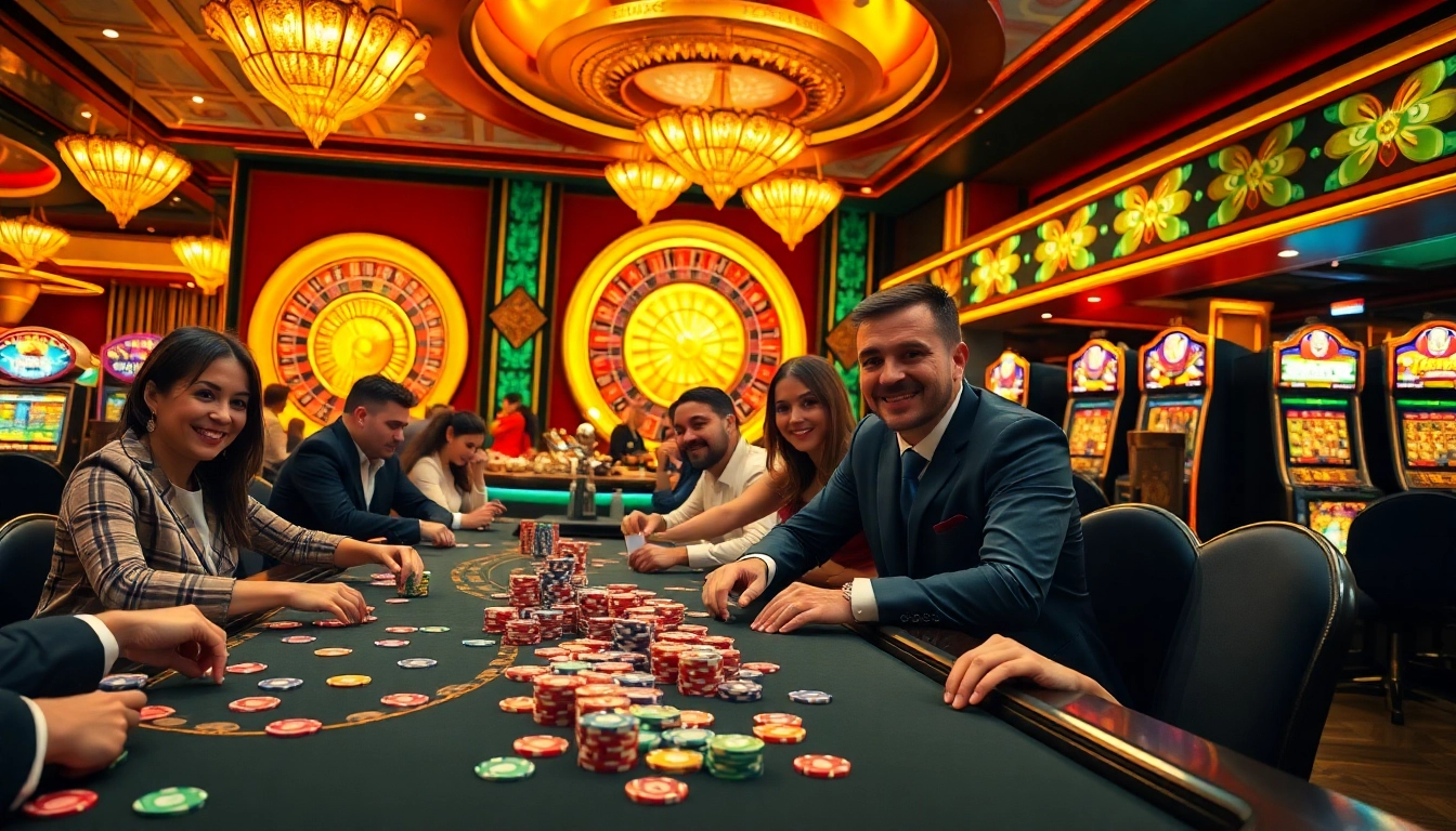 Experience the excitement of 32 win at a luxurious casino, showcasing vibrant games and thrilling players.