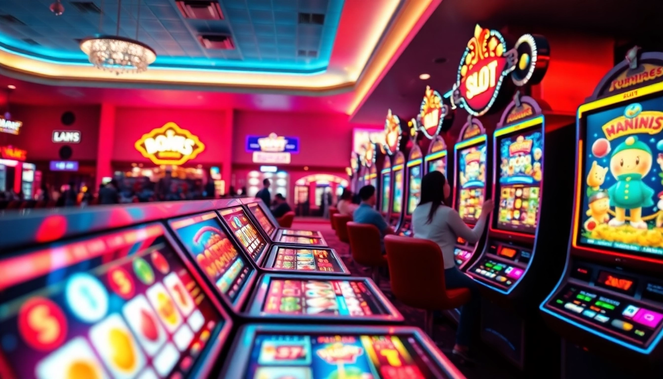 Situs kode4d online gaming platform featuring vibrant slot machines and engaged players in an exciting atmosphere.