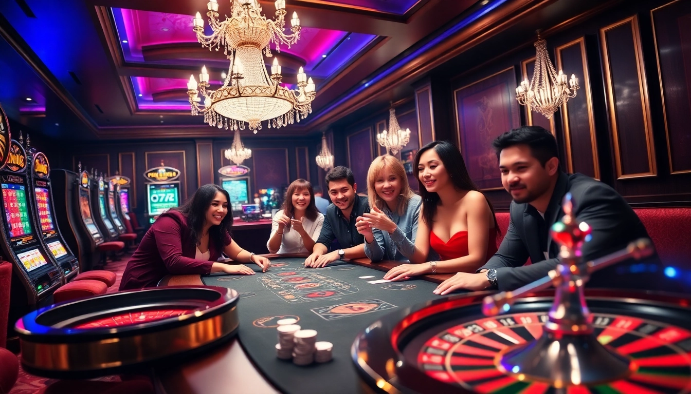 Experience the excitement at MM 88's casino with players enjoying cards and slot machines.