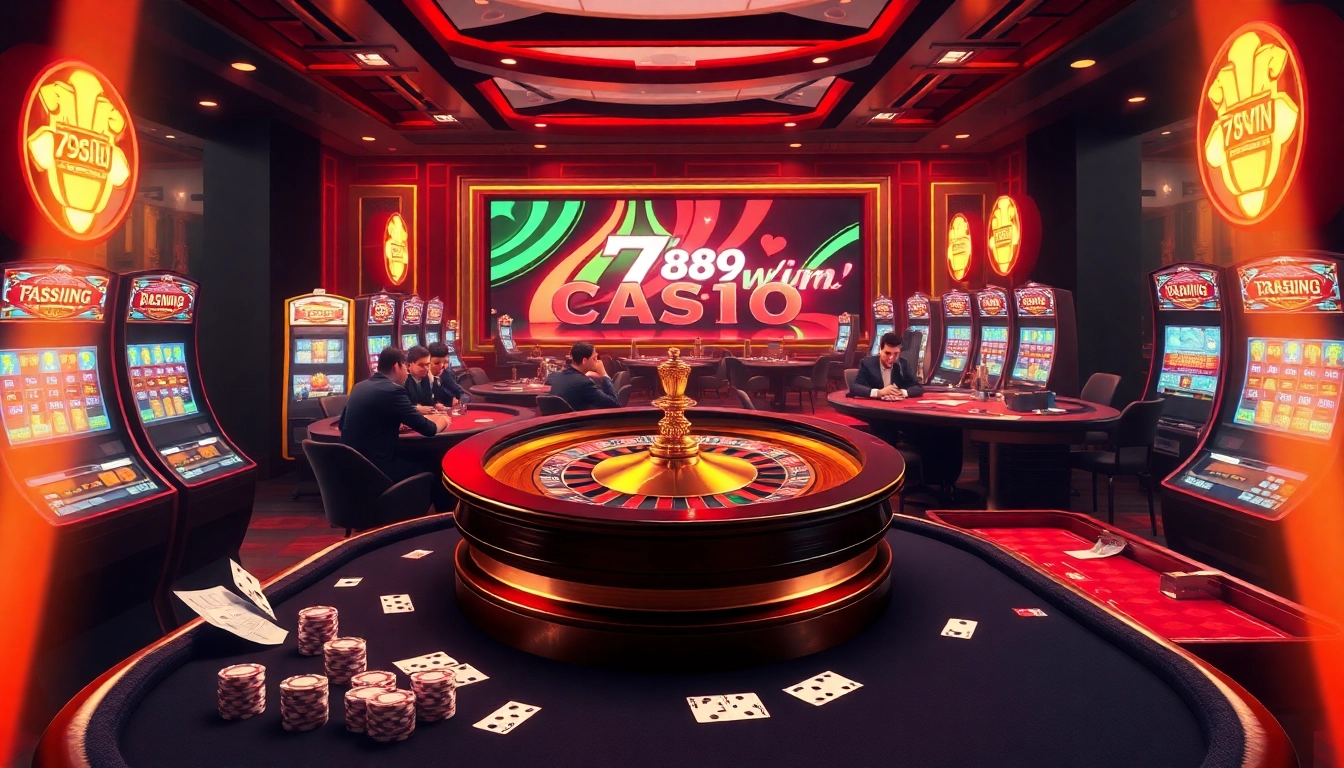 Engaging gamblers at a vibrant roulette and poker table scene highlighting https://789win.apartments/ casino excitement.