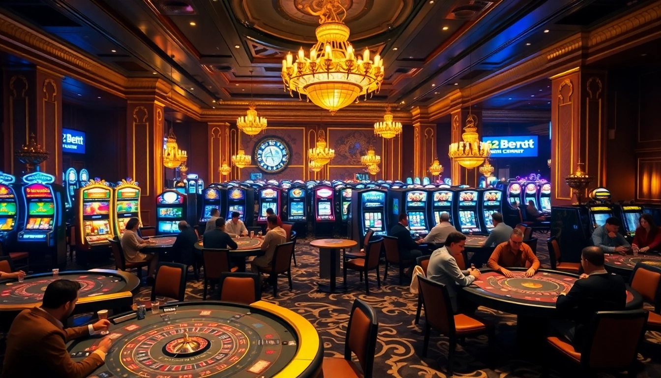 Gamble strategically with excitement at https://622bett.com.br/ in a luxurious casino floor setting.