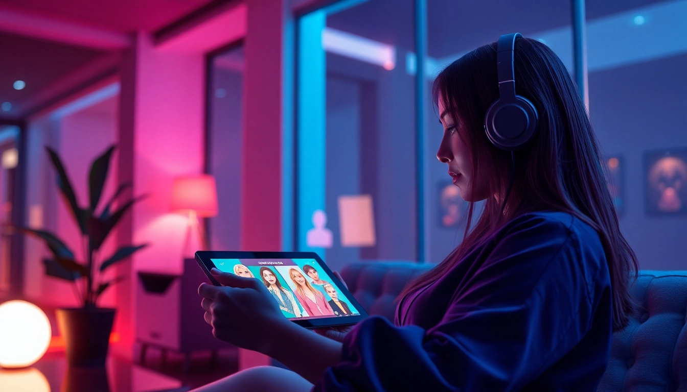 Free sex ai digital interaction with engaging AI characters in a modern setting.