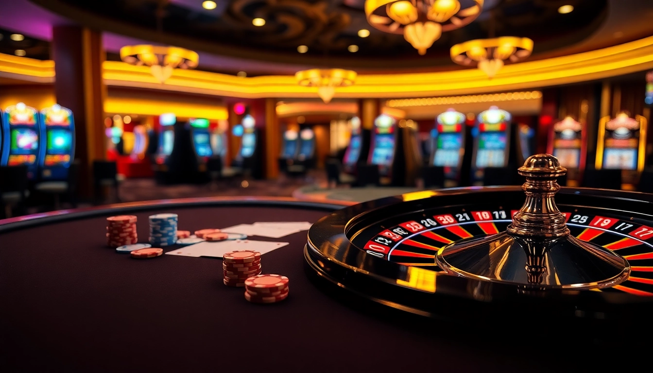 Exciting gambling scene at MM 88 with luxurious poker table and roulette wheel.