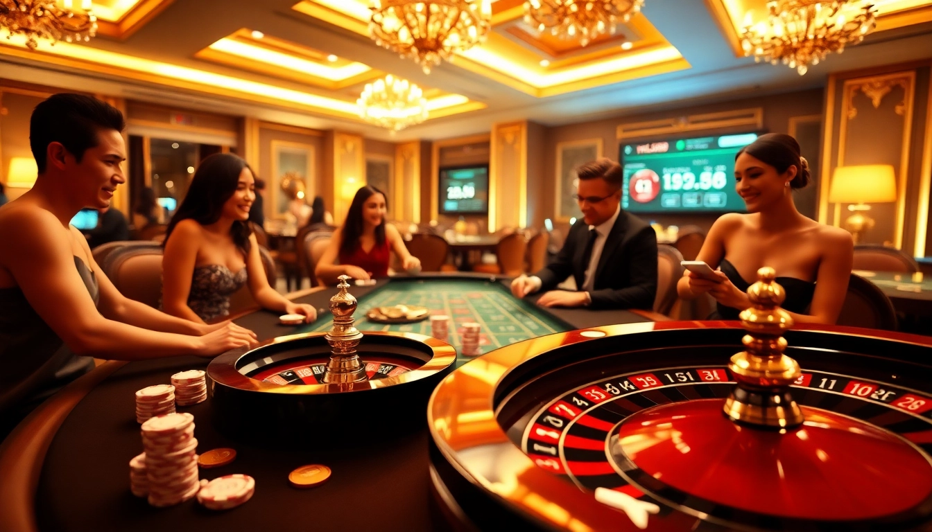 Hello88 casino scene showcasing an exciting gambling experience with chips and cards.