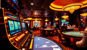 Experience the excitement of QQMacan's online gambling platform at https://www.madrasahdigital.org/apa-itu-digital-mindset-dan-kenapa-santri-perlu-punya/ with a luxurious casino scene showcasing vibrant slots and poker tables.